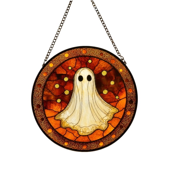 B Stained Glass Window Ghost Castle Hanging Ornament Home Decor