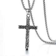 BStainless Steel Cross Necklace for Men Women Chain Necklace Lords Prayer Pendant