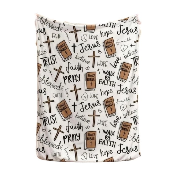 B Super Soft Bible Jesus Throw Blanket, Christian Religious Carpet With Polyester Material For Prayer Room, Bedroom Decor And Gift Giving