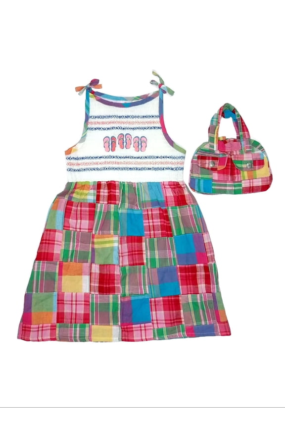 B.T. Kids Girl's Summer Patchwork Beach Dress, Purse Set, Size 6