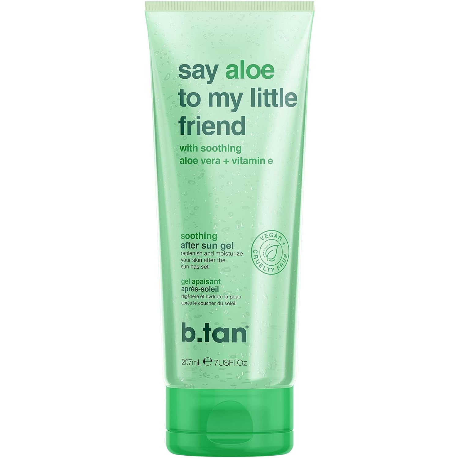 B.TAN Aloe Vera Gel Face & Body | Say Aloe To My Little Friend - Hydrating, Soothing After Sun Lotion Aloe Gel, Vitamin E, Sun Burn Relief, 7 Fl Oz