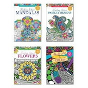 B-THERE Adult Coloring Books, Over 125 Different Designs Combined, Mandala Coloring Books for Adults with Detailed Flower Designs Printed on Heavy Paper, Set of 4