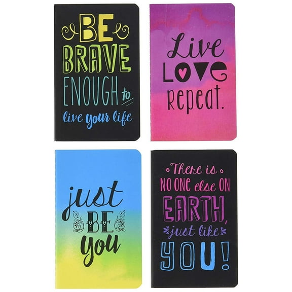 B-THERE Pocket Notebook Set, Lined, 3.25"x5.25", Assorted Colors, 12 Pages, 12 Count, 4 Pack
