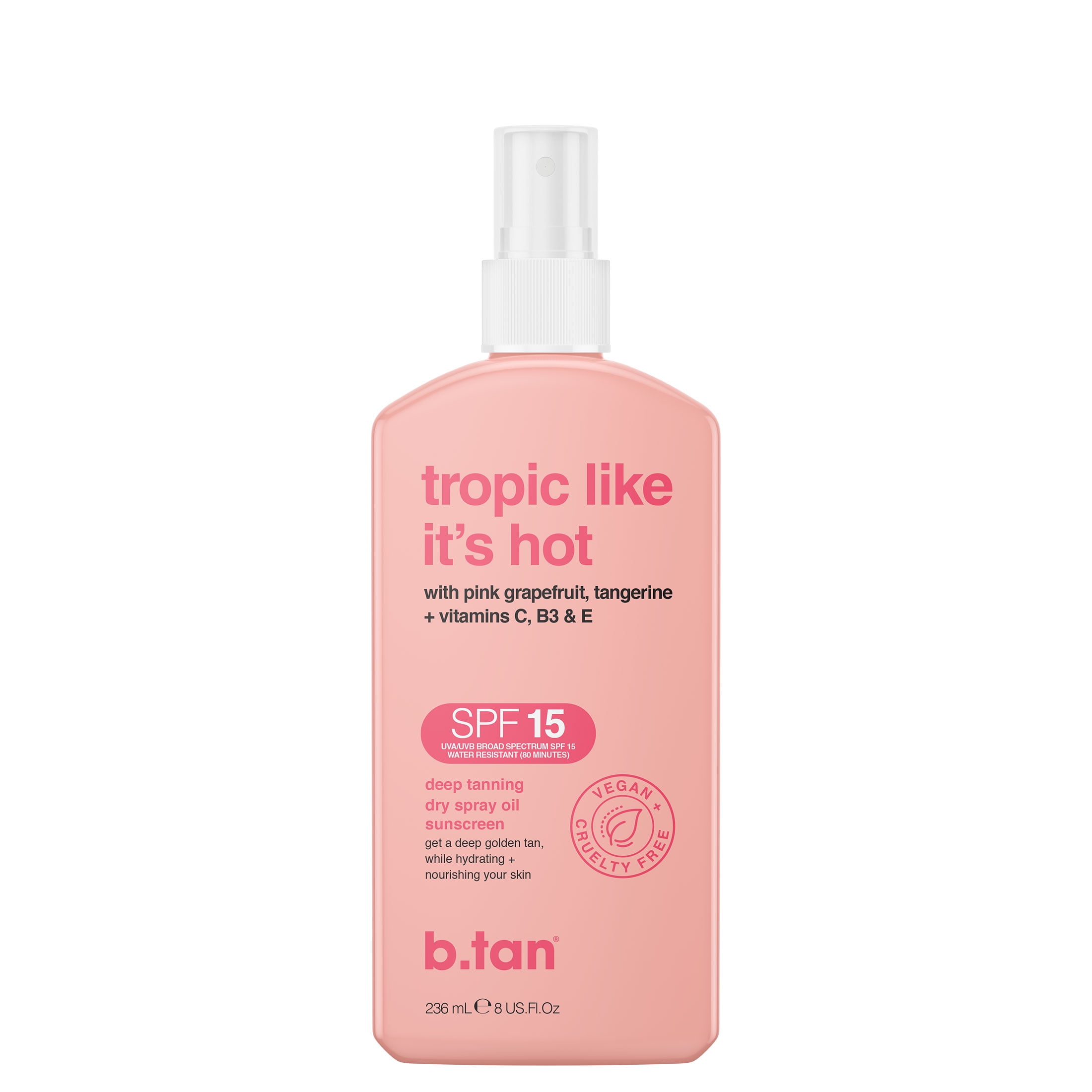 B.Tan Tropic like It's Hot SPF 15 Dry Spray Tanning Oil 8 fl oz