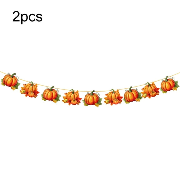 B Thanksgiving Banners Decorations 2 Pack 1.5M Each Fall Party Garland With Pumpkin Sunflower Maple Leaf Turkey Holiday Decor Style B