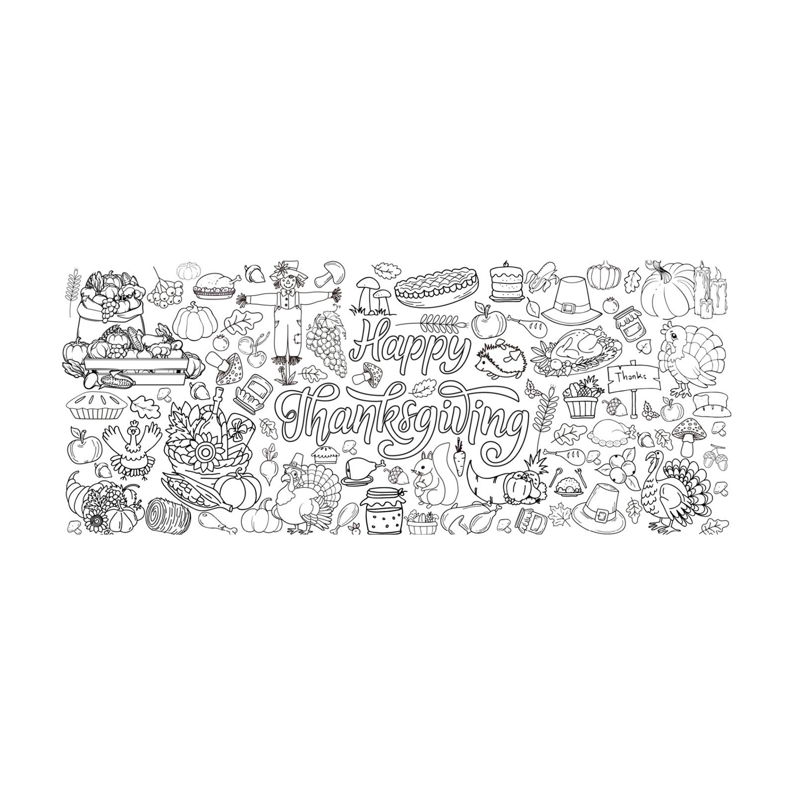 B Thanksgiving Coloring Tablecloth For Kids, 71.65X30.71 Inches Jumbo ...