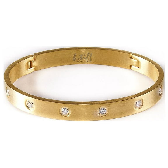 B.Tiff 8-Stone Bold Bangle Bracelet [Gold, Small]