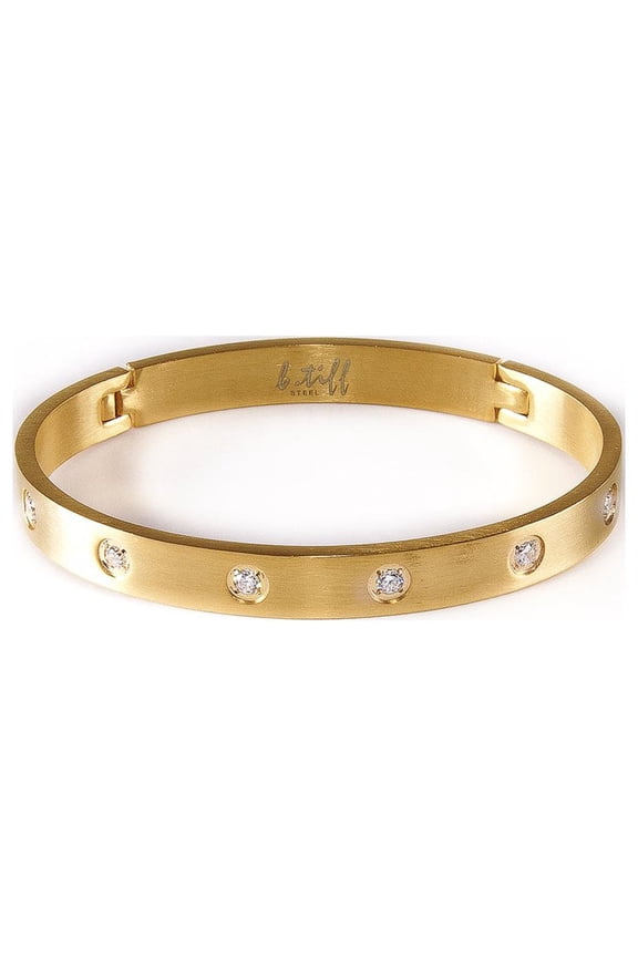 B.Tiff 8-Stone Bold Bangle Bracelet [Gold, Small]