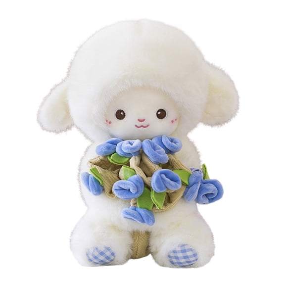 B Transformable Magnetic Flower Hat Wool Lamb Doll For Kids Soft Cuddly Plushie Stuffed Animal Toy