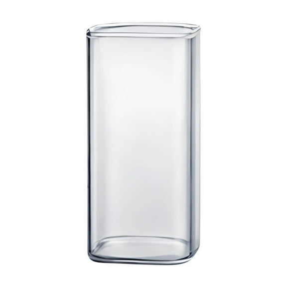 B Transparent Glass Square Water Cup, Household Wide Mouth Milk And Juice Cup With Crystal Clear Design, Durable Glassware For Daily Use And Serving, 4.72X4.72X5.91In 0.88Lb
