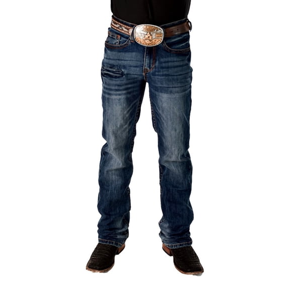 B. Tuff Western Jeans Mens Fired Up Bootcut 36 Long Med Wash MFIREP