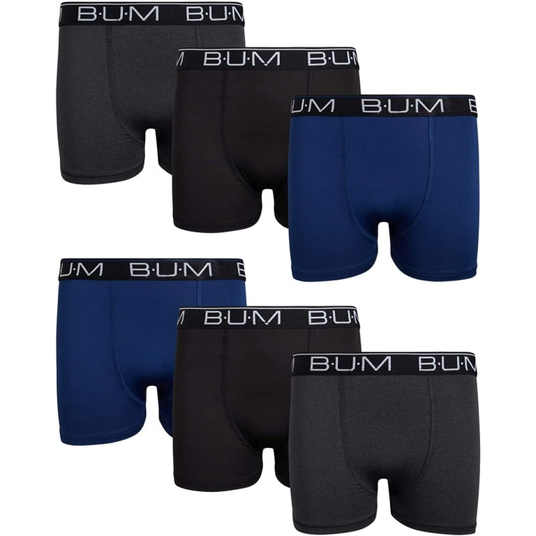 B.U.M. Equipment Boys' Underwear - 6 Pack Performance Boxer Briefs (Sizes:  8-18) 