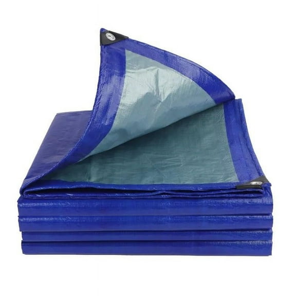 BalajeesUSA Utility Weatherproof UV Protection Floor Tarps with Grommets, Virgin Polyethylene, 10x30 Feet, Blue/Silver