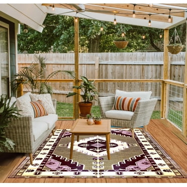 B-USA Outdoor Plastic Straw Patio Rugs-6 x 9 Feet Multi-Color Reversible Mats Waterproof Large RV Camper Picnic Carpet  171