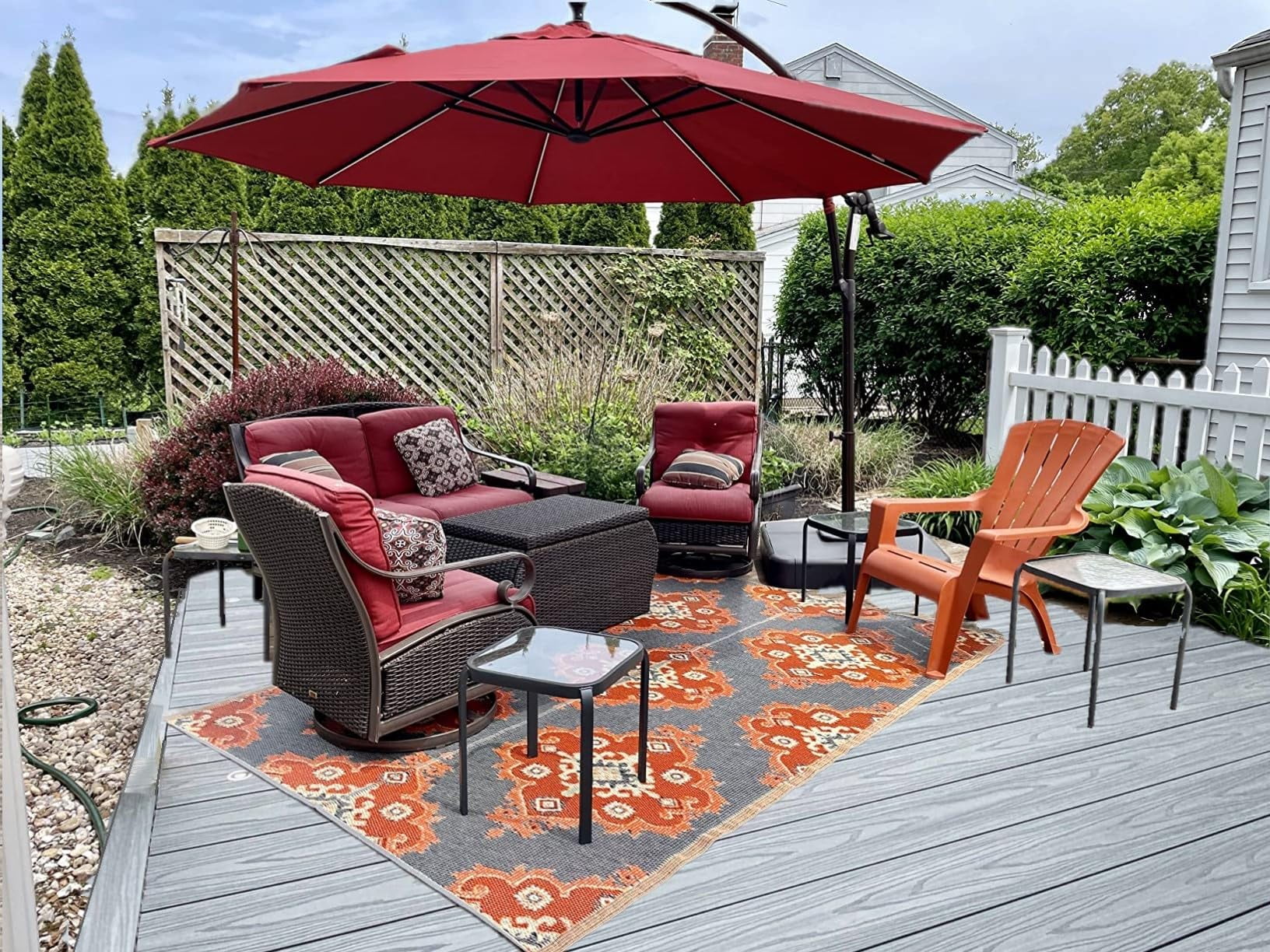 BalajeesUSA Outdoor Plastic Straw Patio Rugs 6x9 ft Orange, Yellow, Grey, Black Reversible Mats Waterproof
