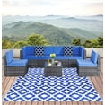thumbnail image 1 of BalajeesUSA Outdoor Plastic Straw Patio Rugs 9' x 12' Blue Reversible Waterproof RV Camper Mats UV Treated, 1 of 13