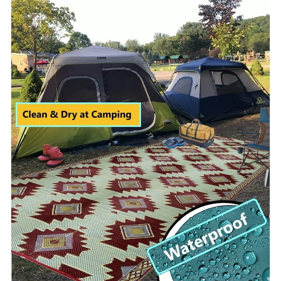 BalajeesUSA Reversible Waterproof Outdoor Straw Patio Rug, 9' x 12'