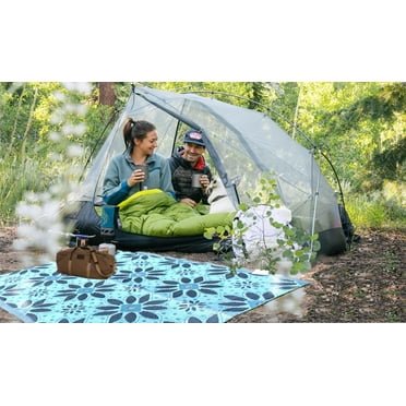 B-USA Outdoor Rug 6x9, Sky Blue, Grey, Patio Reversible Recycled Plastic Straw Waterproof Picnic Large RV Camping Mats 331