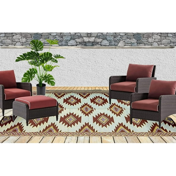 B-USA Outdoor Rugs Plastic Straw Patio Rugs RV Camping Mat Reversible 6x9 460