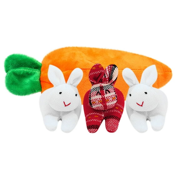 B Unzip Doll Toy 3 Rabbits In Carrot Bag Easter Doll Decoration Gift Cotton Material Style B