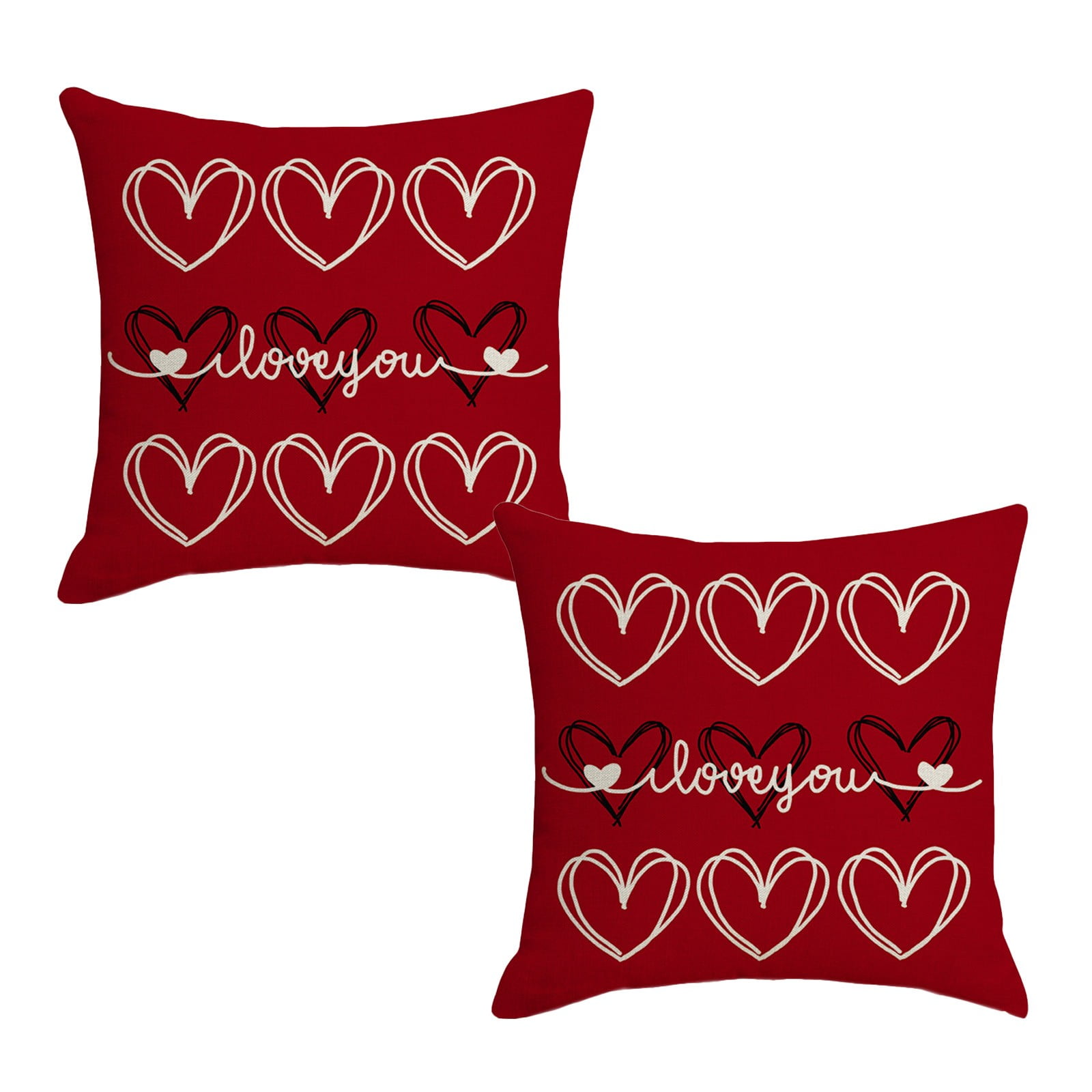 B Valentine Heart Love Decor Pillow Covers Set Of 2 For Sofa Couch ...