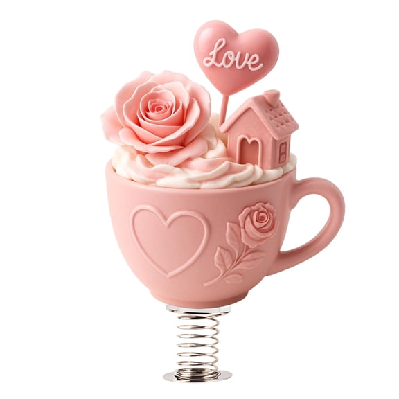 B Valentine’S Day Acrylic Tea Cup Wobble Figure Decor, Cute Animated Toy For Desk Shelf, Longest Side 15Cm