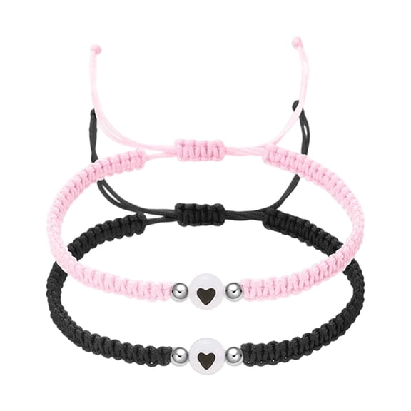 B Valentine'S Day Couple Glow Bracelet Adjustable With Heart Design, Metal Enamel And Meaningful Gift For Couples, Best Friends, Gift Giving 7.08In Length 0.02Lb