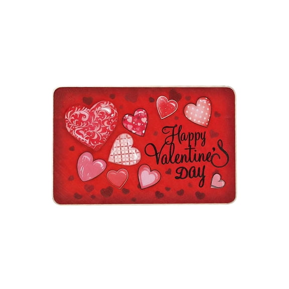 B Valentine'S Day Decorative Doormat With Crystal Velvet Surface, Skidproof Backing And Heart Patterns For Entryway, Bathroom And Home Decor, 23.62 X 15.75 In 0.353 Lb