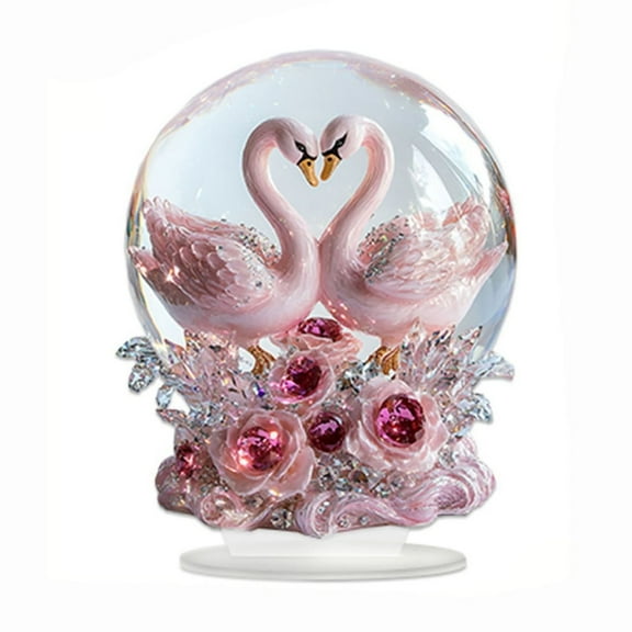B Valentine'S Day Romantic Crystal Snow Globe, 2D Acrylic Waterproof Desktop Decoration, Gift For Lovers, Anniversary Gift Idea