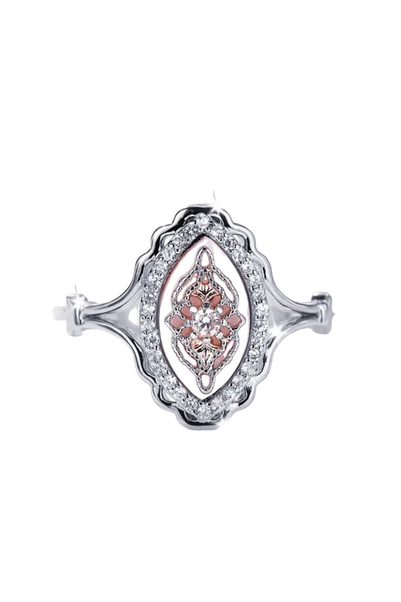 B Vintage Ring Lace Ring Womens Personalized Ring With Intricate Floral Pattern And Zirconia Embellishments Design B