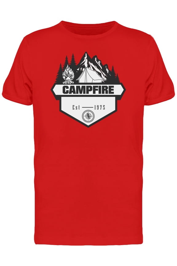 B&W Campfire Logo Est 1975 T-Shirt Men -Image by Shutterstock, Male 3X-Large