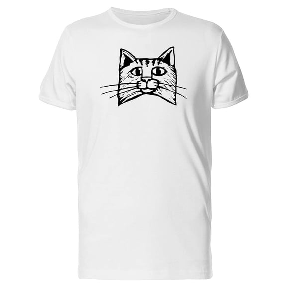 B&W Cat Face T-Shirt Men -Image by Shutterstock, Male XX-Large