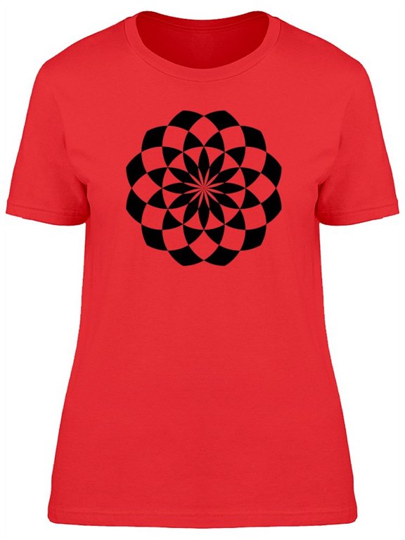 B&W Checkered Mandala T-Shirt Women -Image by Shutterstock, Female Medium