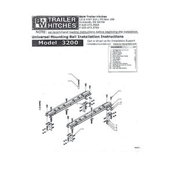 B&W Hitches Bnwrvr3200 Universal 5Th Wheel Mounting Rails (Vehicle Specific Custom Rail Kits Sold Separately)