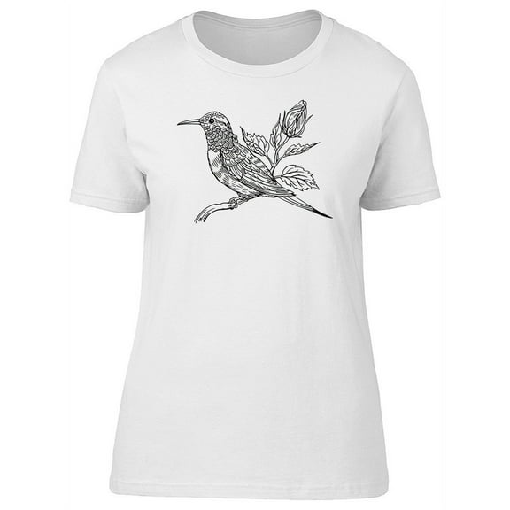 B&W Hummingbird Sketch T-Shirt Women -Image by Shutterstock, Female Medium