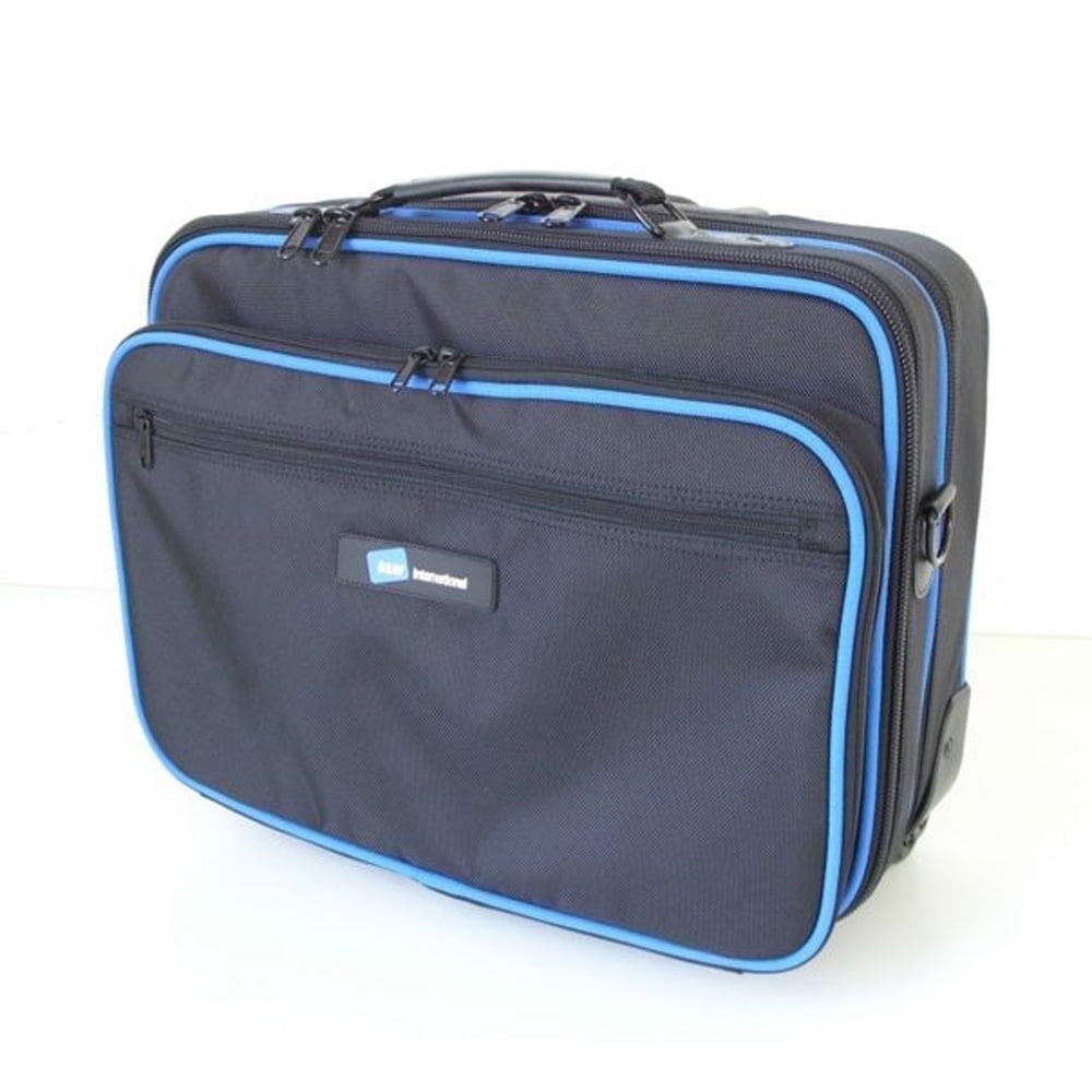 Black and Blue 18" Rolling Tech Bag with Polyester and Nylon