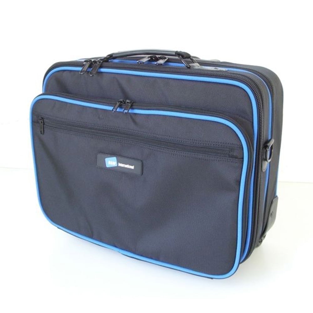 Black and Blue 18" Rolling Tech Bag with Polyester and Nylon