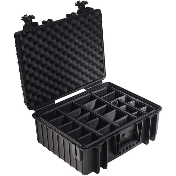 B&W International Type 6000 Hard Case, Waterproof Equipment Protection, with RPD Insert Padded Divider, Black
