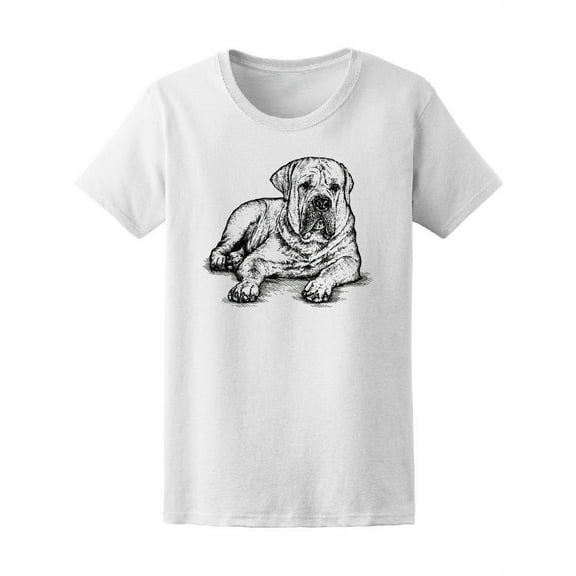 B&W Mastiff Relaxing T-Shirt Women -Image by Shutterstock, Female XX-Large