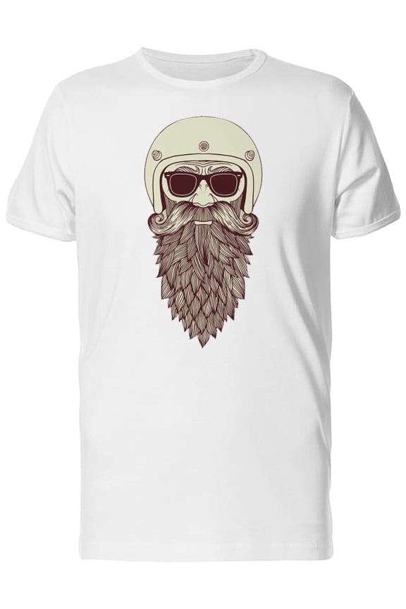 B&W Old Biker Beard T-Shirt Men -Image by Shutterstock, Male Large