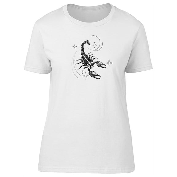 B&W Scorpion With Stars Sketch T-Shirt Women -Image by Shutterstock, Female Large