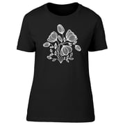 B&W Simple Flowers Tee Womens -Image by Shutterstock