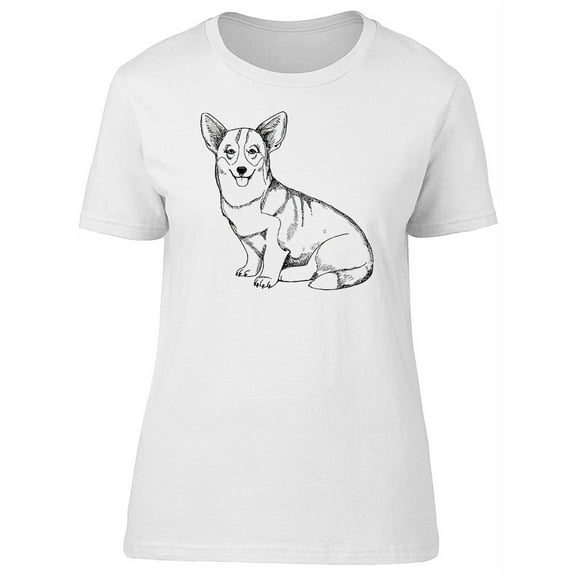 B&W Sketch Welsh Corgi Tee Women's -Image by Shutterstock