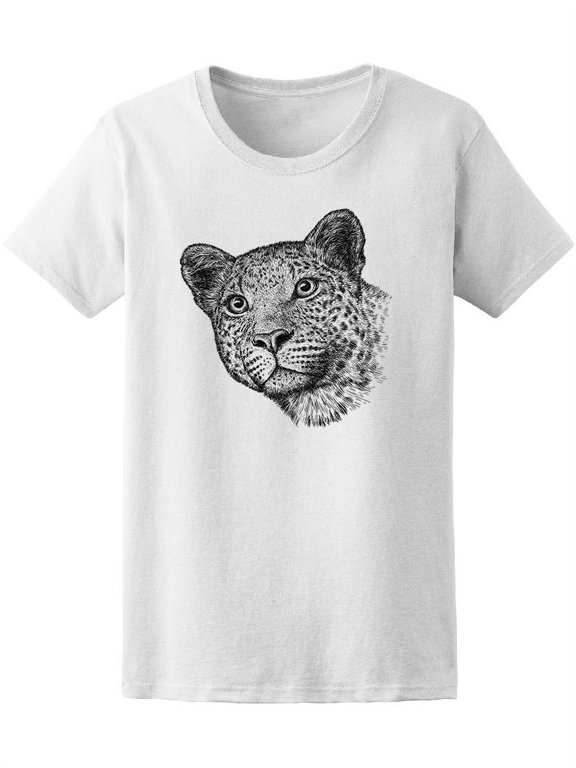 B&W Suprised Leopard T-Shirt Women -Image by Shutterstock, Female XX-Large
