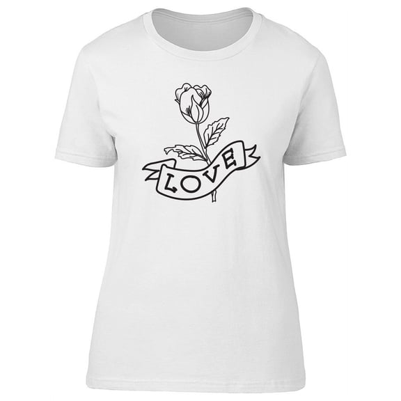 B&W Traditional Rose Love T-Shirt Women -Image by Shutterstock, Female Medium