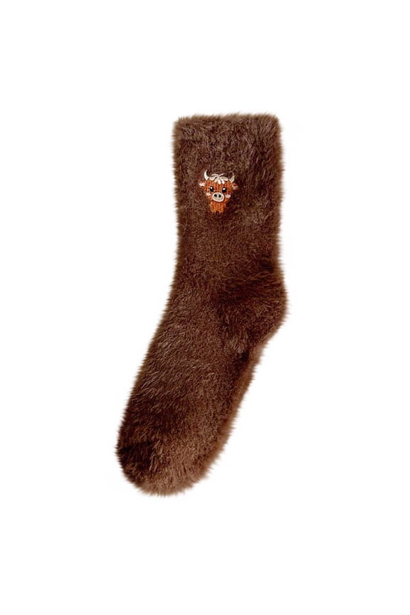 B Womens Winter Fleece Lined Thick Warm Mid Calf Socks Cozy Cute Sleep Socks Pattern Design B