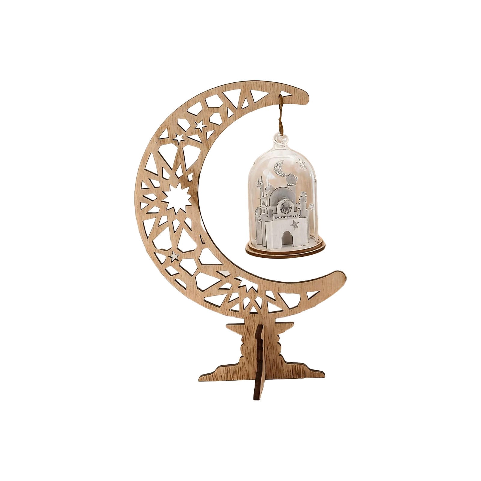 B Wooden Ramadan Mubarak Table Sign With Base Islamic Crescent Moon ...