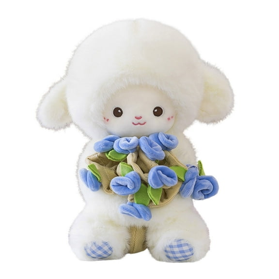 B Wool Lamb Doll Toy With Rose Cap And Magnetic Flower That Transforms Into Flower Hat Adorable