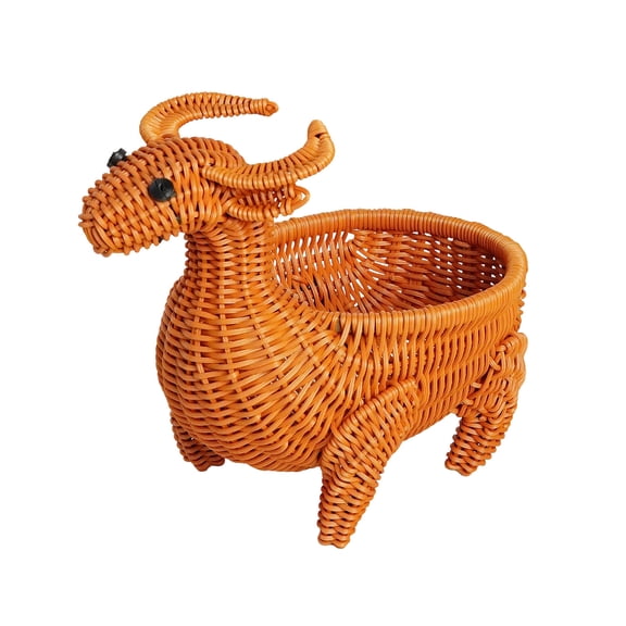 B Woven Storage Basket, Rattan Style Bin, Rectangular Organizer With Open Design, Sturdy Plastic Container For Living Room, Kitchen, Desktop 11.42X9.06X7.48In 0.66Lb