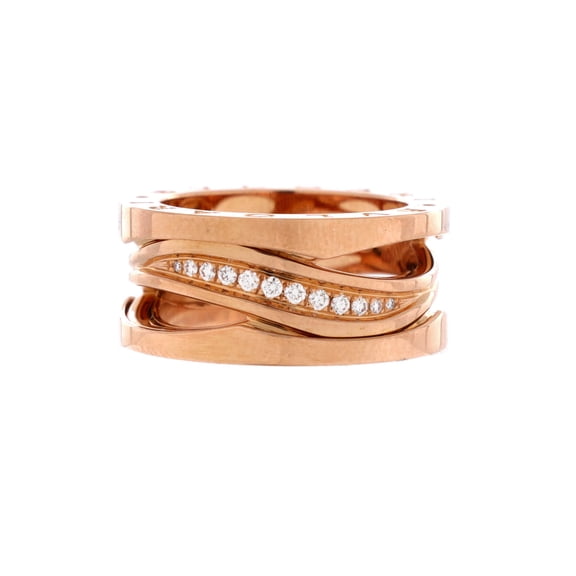 B.Zero1 Design Legend Zaha Hadid Three Band Ring 18K Rose Gold with Diamonds By Rebag